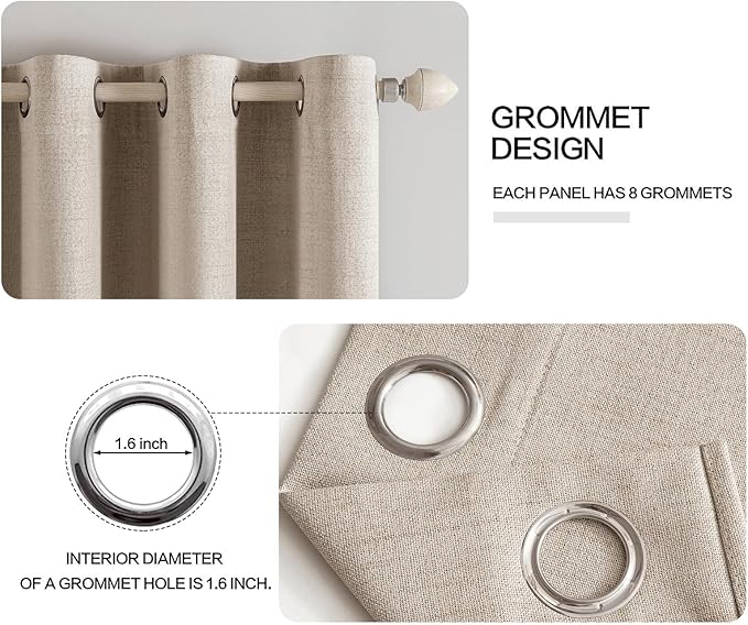 MIULEE 100% Blackout Linen Textured Curtains - Image 4
