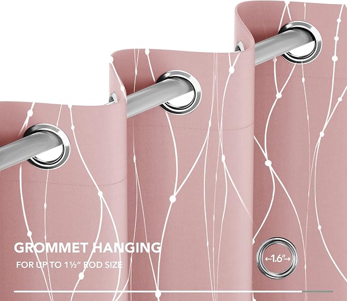 Deconovo Pink Curtains, Thermal Insulated Soundproof Curtain, 52 x 63 Inch Long - Image 7