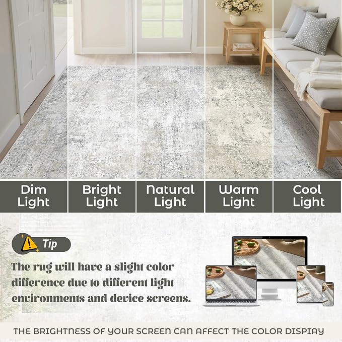 XLUEZ 5x7 Area Rugs for Living Room, Washable Modern Abstract Large Area Rug - Image 8