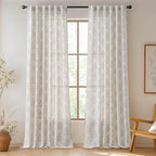 jinchan Linen Floral Curtains for Living Room 96 Inch Length Gray Flower - Image 2