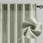 MIULEE Sage Linen Curtains 96 Inch Length 2 Panels - Image 2