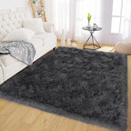 Latepis Living Room Rugs 6x9 Faux Sheepskin Fur Dark Grey Rug - Image 8