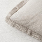 MIULEE Decorative Throw Pillow Covers Neutral Linen Fringe Throw Pillows Euro - Image 3