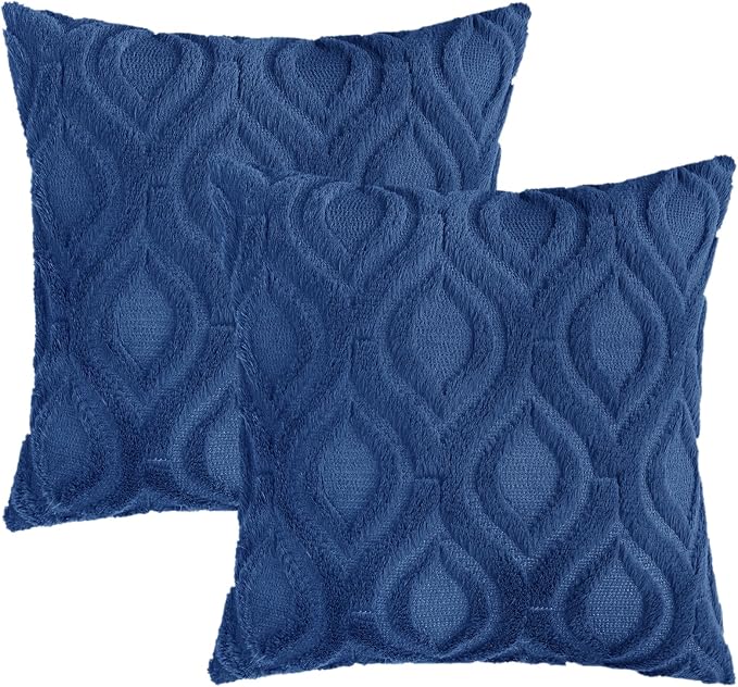 decorUhome Throw Pillow Covers 16x16 Inch Set of 2, Soft Plush Faux Wool Dark - Image 8