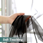 Chyhomenyc Extra Long Black Sheer Curtains 144 inch 2 Panels Set, Translucent - Image 4