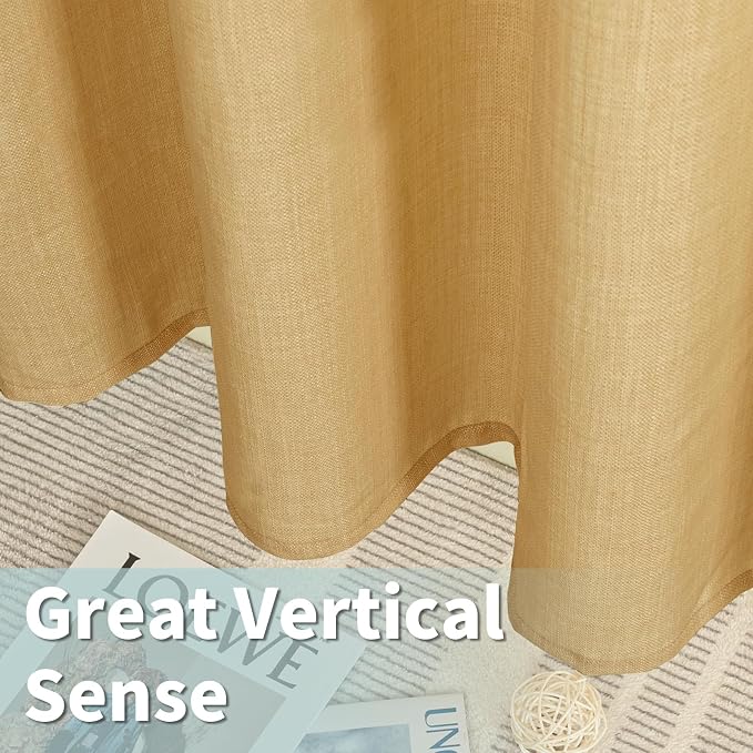 LAMIT Caramel Brown Linen Curtains 54 Inch - Image 5