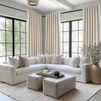 Topfinel Beige Linen Blackout Curtains 84 Inch Long, Modern Black Out Curtains - Image 2