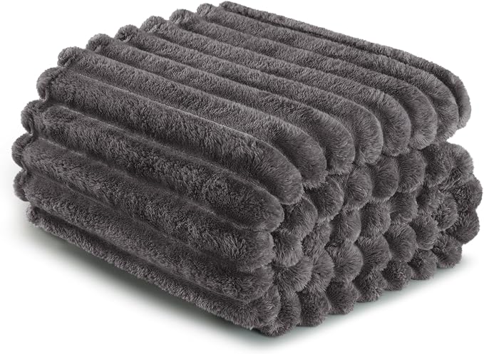 Exclusivo Mezcla Twin Size Flannel Fleece Blanket, Super Soft Striped Jacquard - Image 6