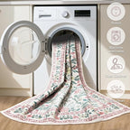 8x10 Area Rugs for Living Room: Floral Washable Rug Vintage Large Soft Boho - Image 5