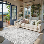 Grey White Area Rugs 5x8 for Living Room Bedroom, Non-Slip Washable Rugs Stain by WelcometoBabovid