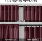 Nanspring Burgundy Linen Curtains Semi Sheer 96 Inches Long 2 Panels Set - Image 2