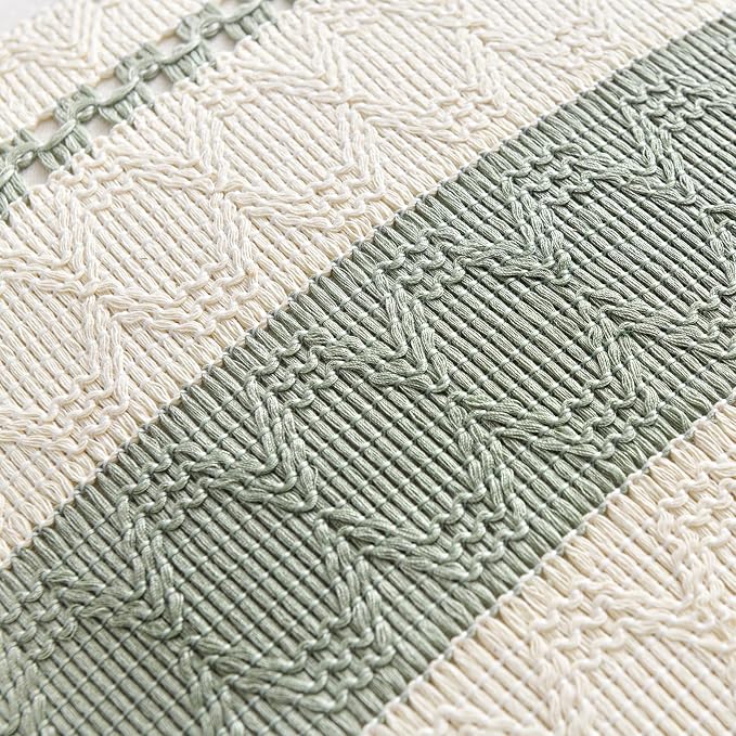 Fancy Homi Set of 1 Sage Green Boho Lumbar Decorative Throw Pillow Covers 16x24 - Image 4