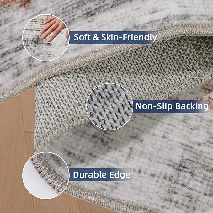 4x6 Rug - Stain Resistant Abstract Washable Rugs, Anti Slip Area Rugs - Image 4