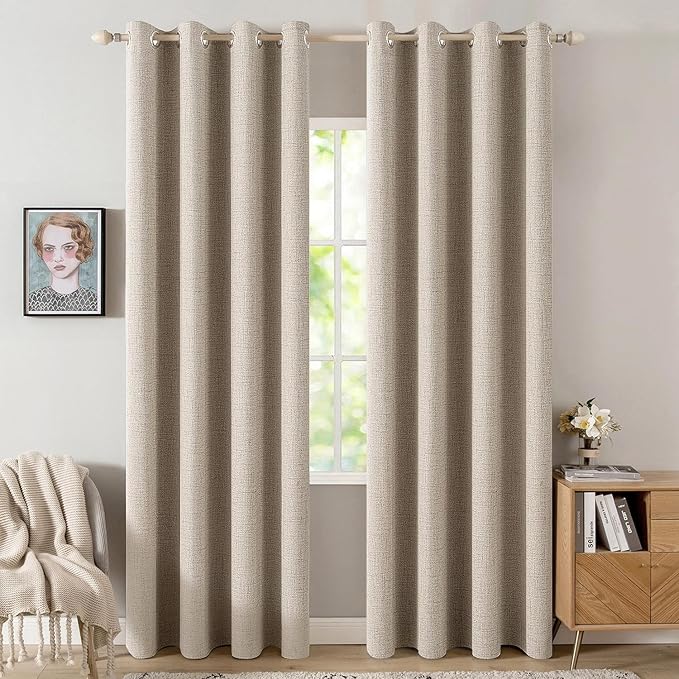 MIULEE 100% Blackout Linen Textured Curtains by MIULEE