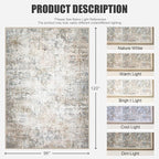 8x10 Area Rug Living Room Rug: Washable Modern Abstract Soft Thin Rug Indoor - Image 2