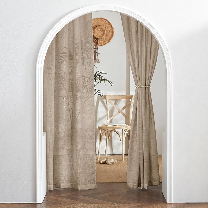 RYB HOME Khaki Linen Curtains 95 inches, Rod Pocket & Back Tab Linen Blend Boho - Image 7
