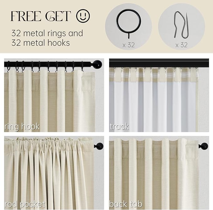 Topfinel Cream White 100% Blackout Curtains 72 Inches Long 2 Panels - Image 4