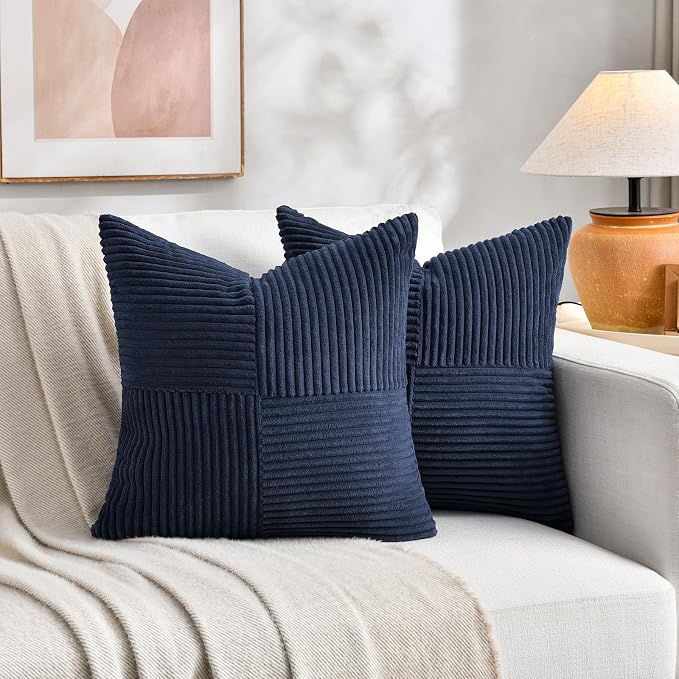 Fancy Homi 2 Packs Navy Blue Decorative Throw Pillow Covers 18x18 Inch - Image 7