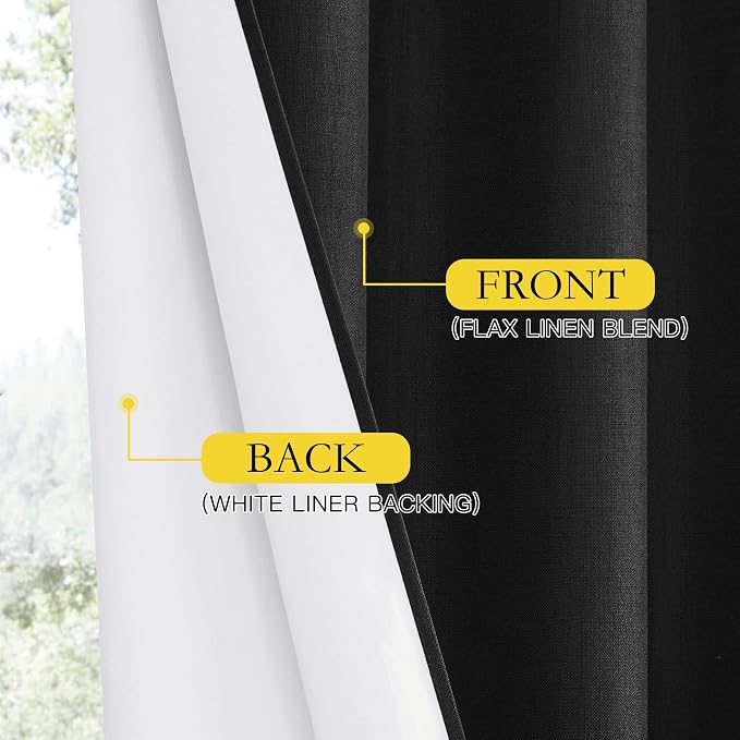 NICETOWN Vintage Open Linen Weave Flax Thermal Black Curtains - Image 6