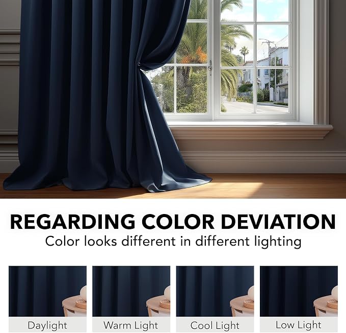 Deconovo Blackout Curtains, Thermal Insulated, W70 x L95 2 Panels, Back Tab - Image 6