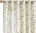 Lazzzy Green Floral Curtains 84 Inch Length Linen Farmhouse Curtain Back Tab by Lazzzy
