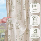 jinchan Linen Floral Curtains for Living Room 96 Inch Length Green Flower - Image 4