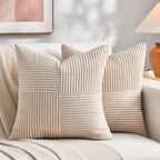 Fancy Homi 2 Packs Tan Decorative Throw Pillow Covers 18x18 Inch by Fancy+Homi