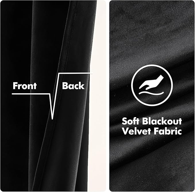 MIULEE Black Velvet Curtains 108 Inches Long Halloween Grommet Room Darkening - Image 3