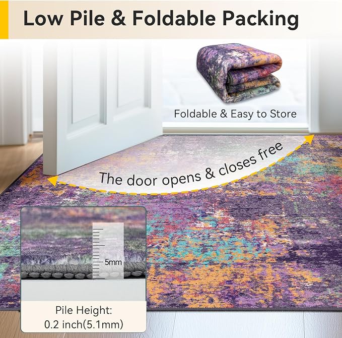 Washable Area Rugs 7'x9' Non-Slip Modern Abstract Soft - Image 6
