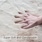 ORINOVA Beige Plush Faux Rabbit Shaggy Fur Rug - Image 6