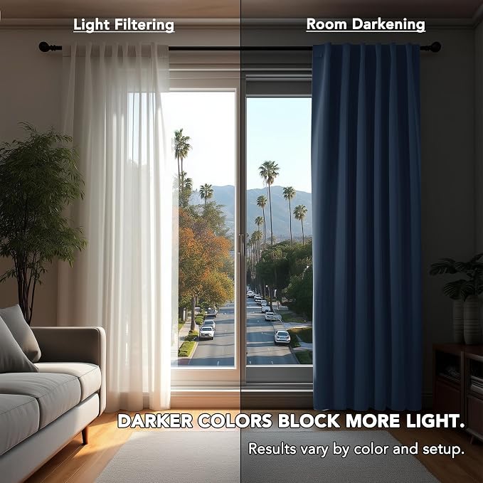Deconovo Blackout Curtains, Thermal Insulated, W42 x L95 2 Panels, Back Tab - Image 3