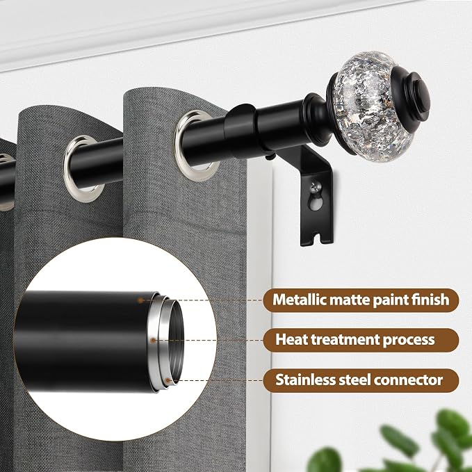 USFOOK 2 Pack Curtain Rod 32 to 58 Inches, USFOOK 7/8 Inch Telescoping Splicing - Image 4