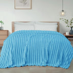 Exclusivo Mezcla King Size Flannel Fleece Blanket, Super Soft Striped Jacquard by ExclusivoMezcla