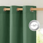 NICETOWN Olive Green Linen Doorway Curtains 80 inches Long, Grommet Thick Linen - Image 2