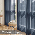 MIULEE Navy Blue Sheer Curtains 96 Inches Long, 4 Panels Set, Light Filtering - Image 5