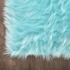 Latepis High Pile Faux Fur Area Rug, 4x6 ft, Light Blue, Living Room, Bedroom - Image 5