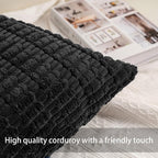 Pack of 2 Corduroy Decorative Throw Pillow Covers 24x24 InchSoft Striped Pillow - Image 2