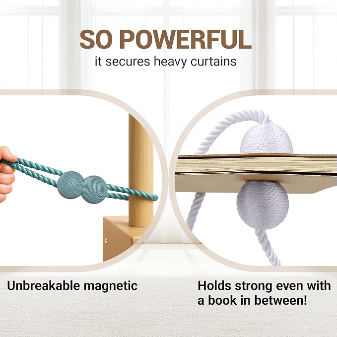 Hion Magnetic Curtain Tiebacks Gray Blue 2 Pack, Curtain Tiebacks Buckles - Image 5