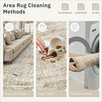 12x15 Washable Area Rug Brown Neutral Abstract Living Room Large Carpet Non - Image 6