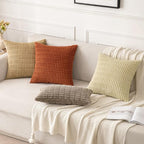 MIULEE Pack of 2 Rust Corduroy Decorative Euro Sham Pillow Covers 24x24 Inch - Image 4