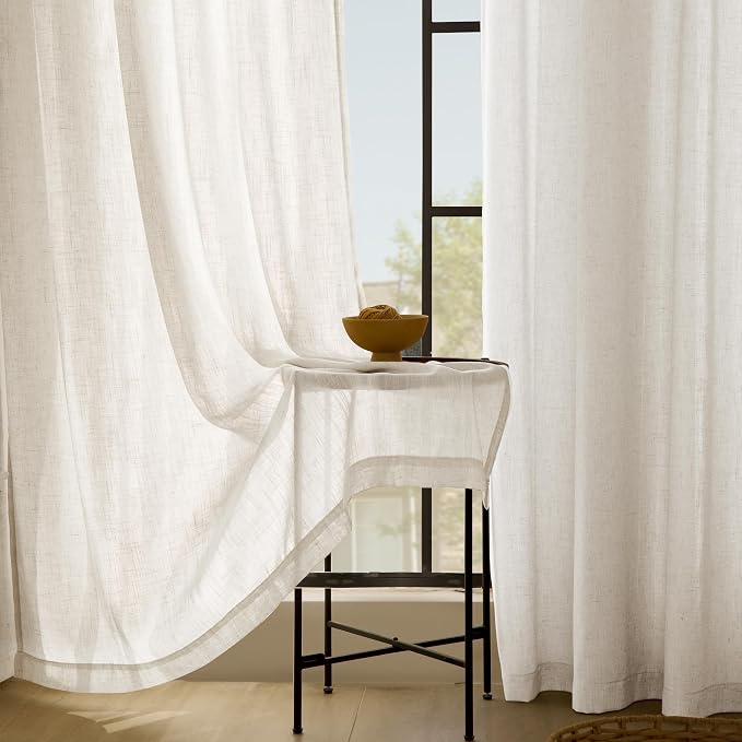 Cream Natural Linen Curtains 80 inch Length 2 Panels Set Neutral Rustic - Image 5