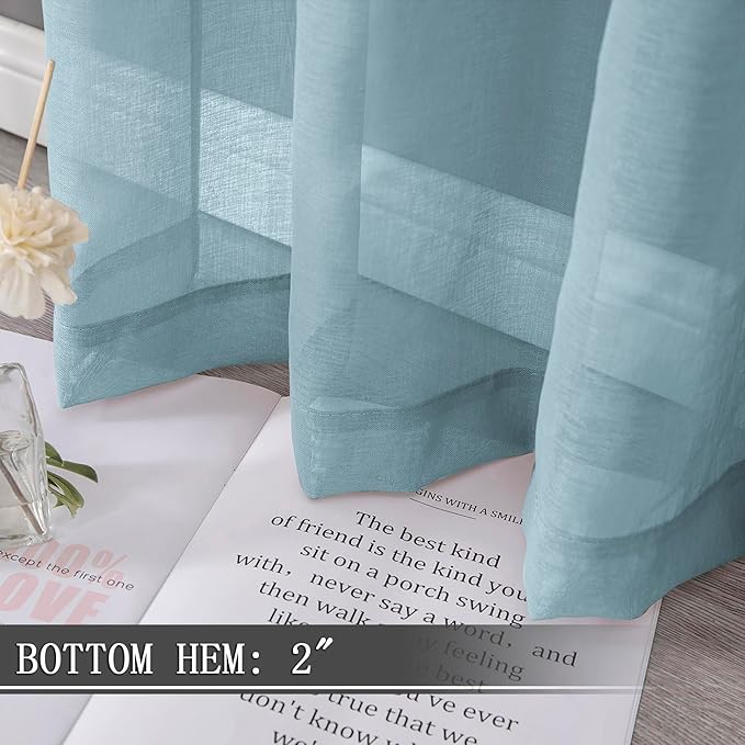 Tollpiz Sheer Curtains Linen Textured Bedroom Curtain Sheers Light Filtering - Image 4