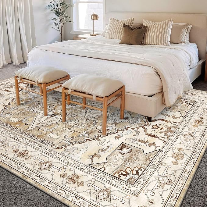 Yamaziot Area Rug 5x7, Non-Slip Washable Boho Vintage Living Room Bedroom Rug - Image 6