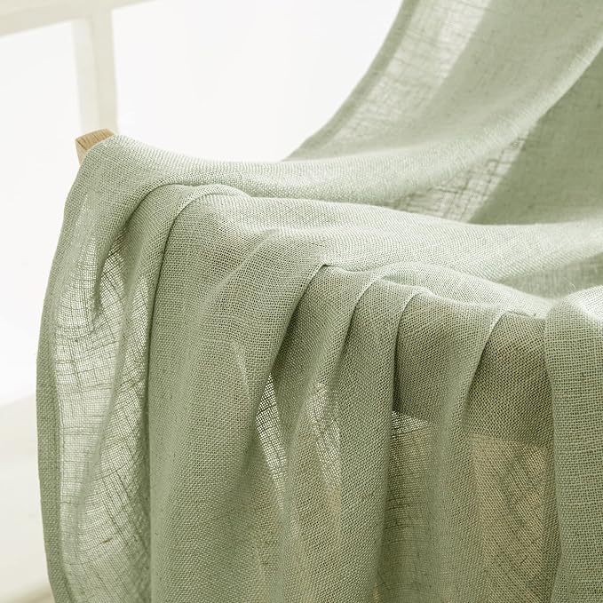 MIULEE Sage Green Linen Curtains 90 Inch Long - Image 6