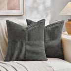 Fancy Homi 2 Packs Dark Gray Decorative Throw Pillow Covers 18x18 Inch by Fancy+Homi