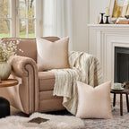 GIGIZAZA Beige Pillow Covers 20x20: Pack of 2 Super Soft Velvet Throw Pillows - Image 3