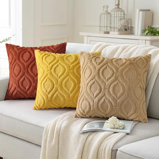 decorUhome Throw Pillow Covers 16x16 Inch Set of 2, Soft Plush Faux Wool Khaki - Image 9