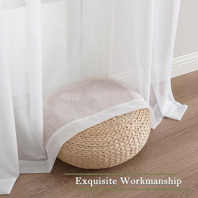 Lecloud White Sheer Curtains 108 Inches Long 2 Panels, Solid Airy Voile Extra - Image 9