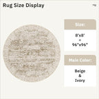 8x8 Brown Round Rug 8ft Living Room Circle Rug Vintage Round Area Rug Non Slip - Image 5