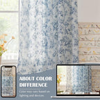 jinchan Linen Floral Curtains for Living Room 63 Inch Length Blue Printed - Image 5